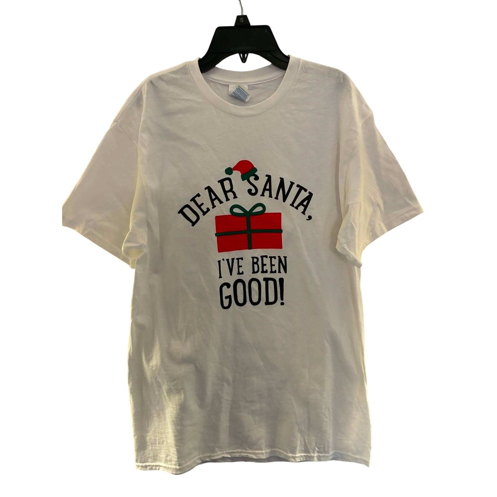 Delta T-Shirt Mens M White Dear Santa Graphic Christmas Holiday Funny Novelty